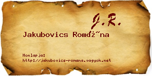 Jakubovics Romána névjegykártya